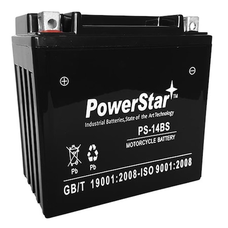 PowerStar PS-14BS-668 Motorcycle Battery Fits Harley 65948-00; 65948-00A
